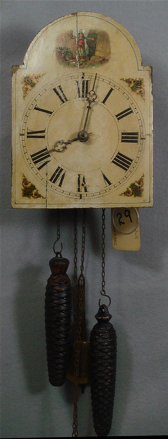 German wag on wall clock, painted