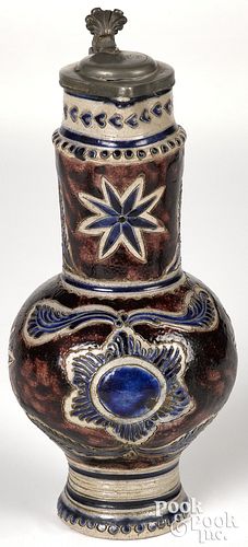 GERMAN WESTERWALD STONEWARE FLAGON,