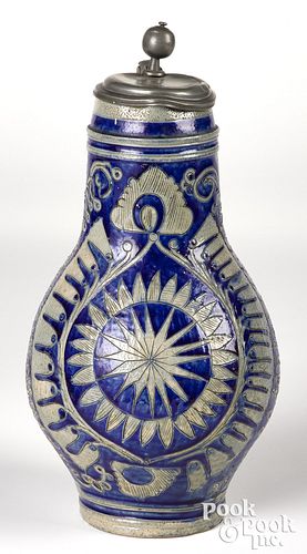 GERMAN WESTERWALD STONEWARE FLAGON,