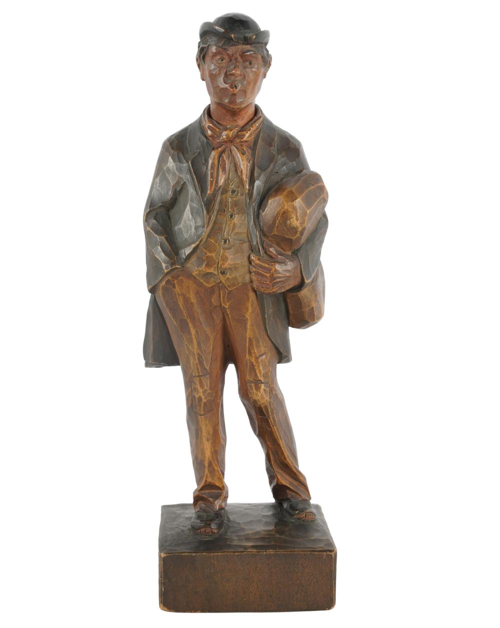 GERMAN WOOD WIND-UP FIGUREsigned