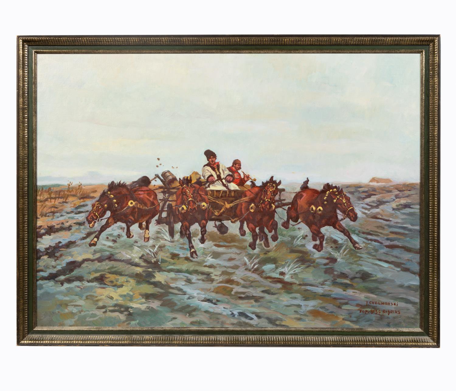 GEZA ROMUS, EQUESTRIAN OIL ON