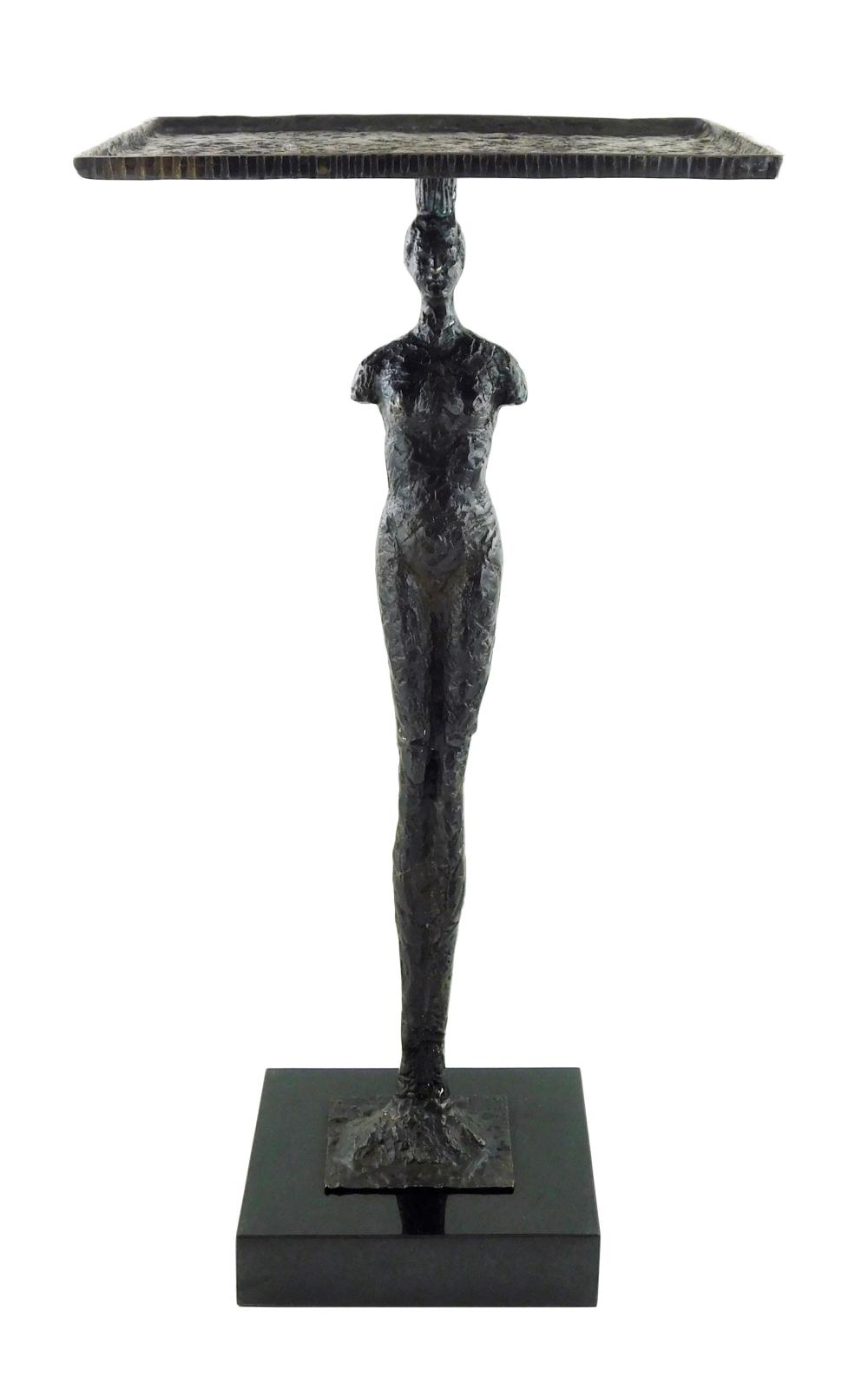 GIACOMETTI STYLE BRONZE FIGURAL END