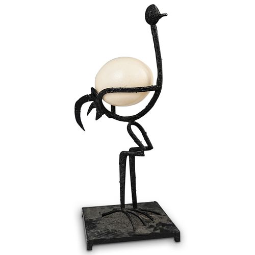 GIACOMETTI STYLE IRON OSTRICH EGG
