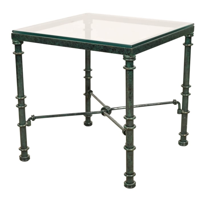 GIACOMETTI STYLE WROUGHT IRON GLASS