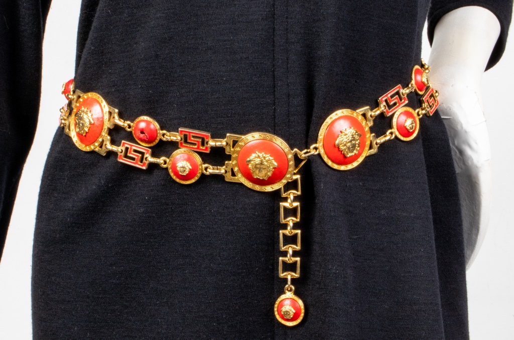 GIANNI VERSACE RED LEATHER AND