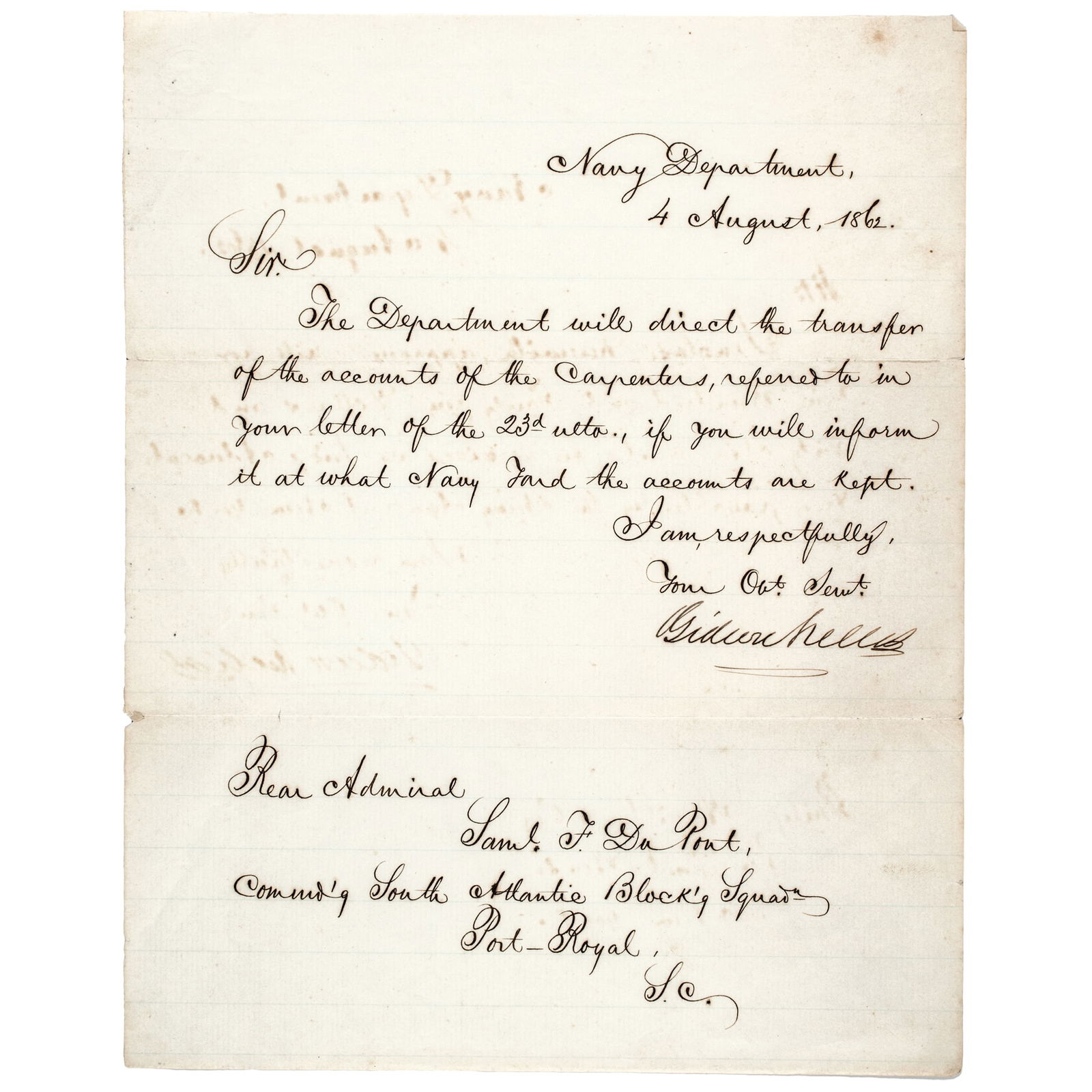 GIDEON WELLES AUGUST 4, 1862