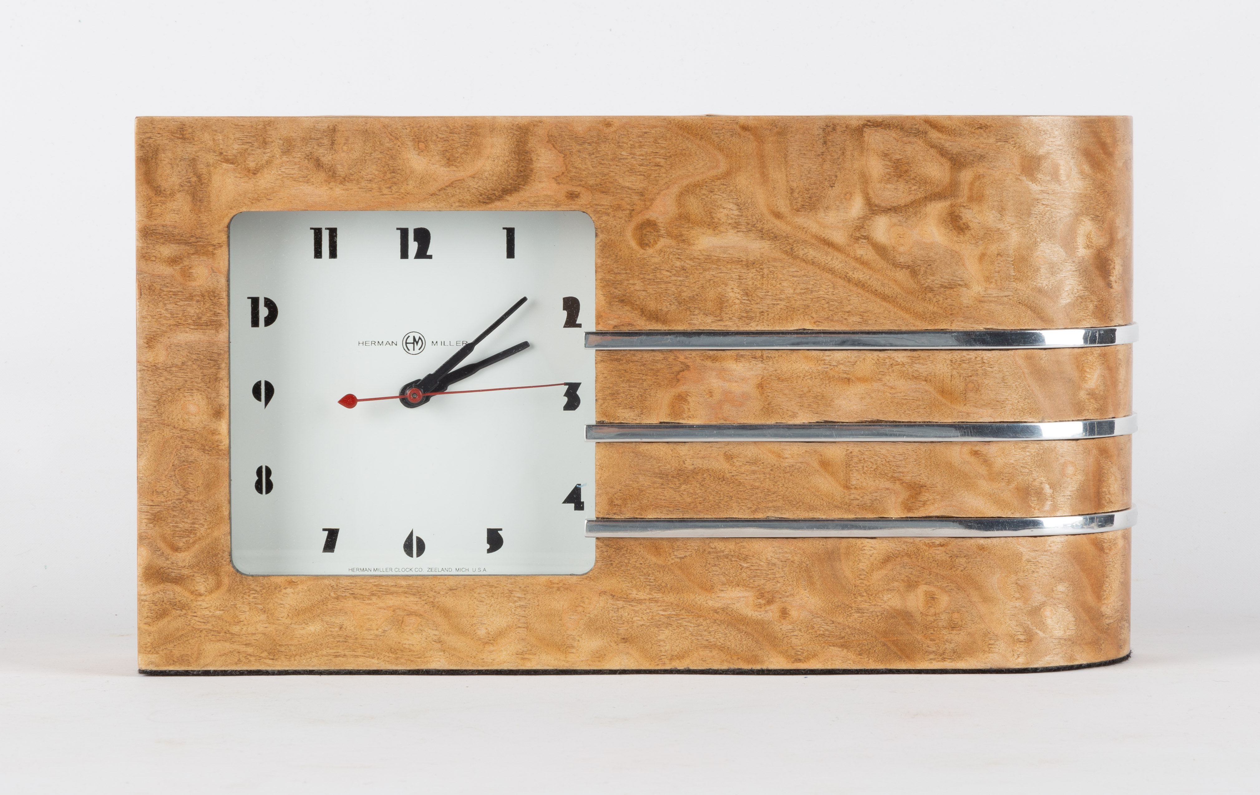 GILBERT ROHDE STYLE CLOCK Burl wood