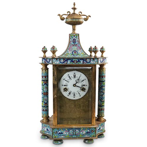 GILDED BRASS AND CLOISONNE MANTEL
