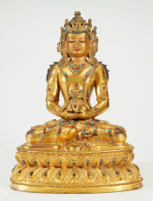 GILDED BRONZE AMITAYUS BUDDHA