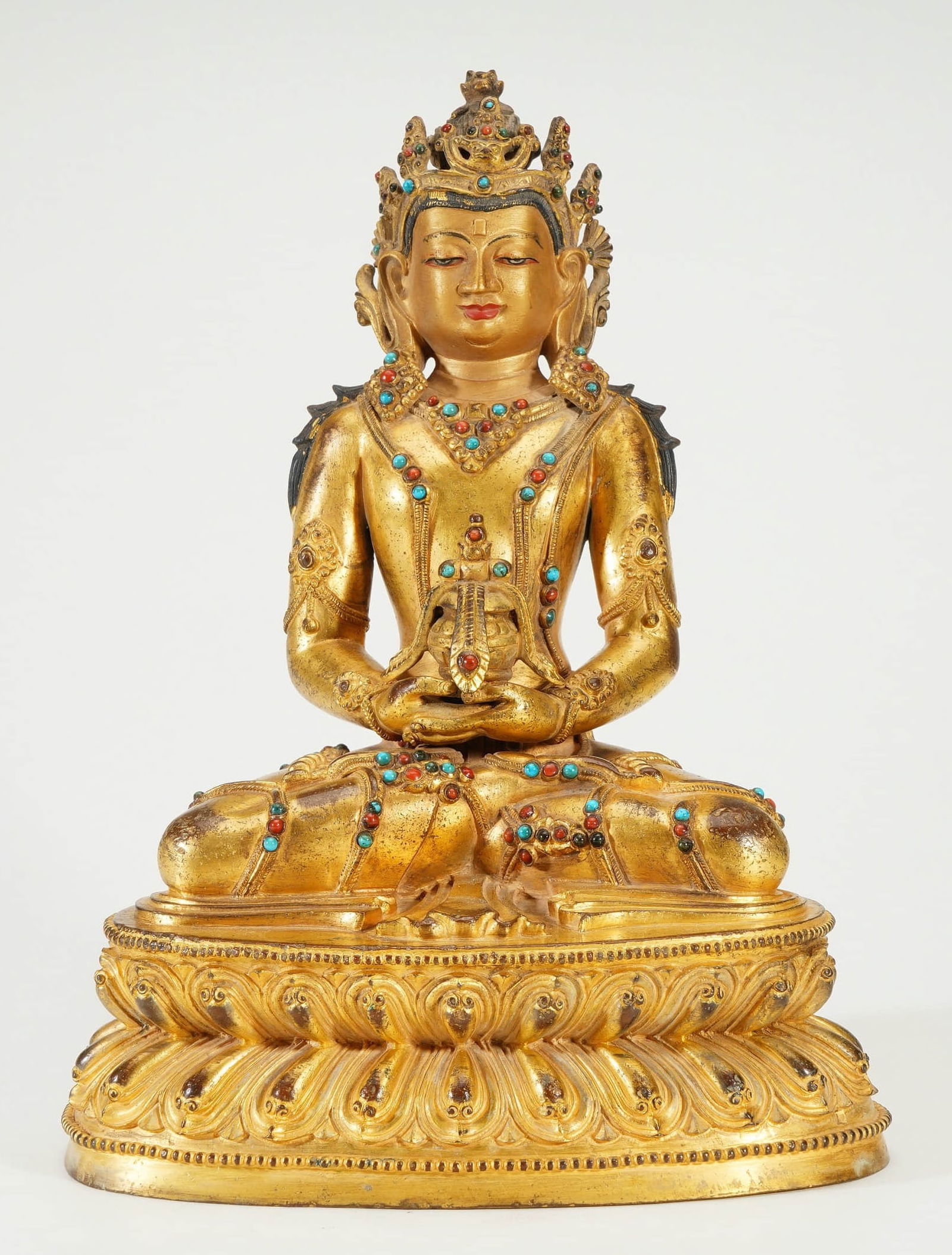 GILDED BRONZE AMITAYUS BUDDHA