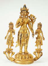 GILDED BRONZE BODHISATTVA STAT