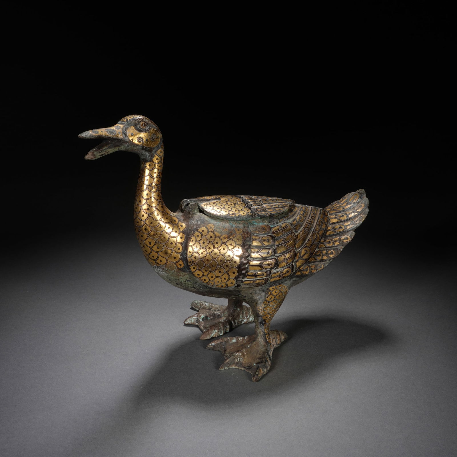 GILDED BRONZE DUCK - SHAPED