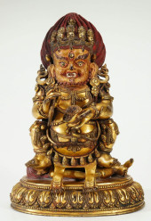 GILDED BRONZE MAHAKALA STATUE<