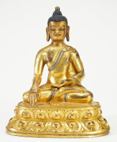 GILDED BRONZE SAKYAMUNI BUDDHA