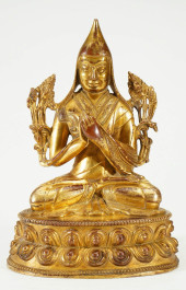 GILDED BRONZE TSONGKHAPA STATU