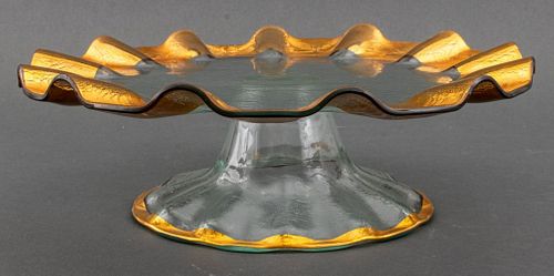 GILDED GLASS CAKE STAND WITH