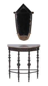 GILDED IRON DEMILUNE ONYX TOP