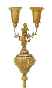 GILDED KEROSENE FLOOR LAMP QUE