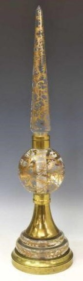 GILDED LUCITE & BRASS SPIRE-FO