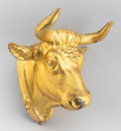 GILDED METAL COW’S HEAD BUTCHE