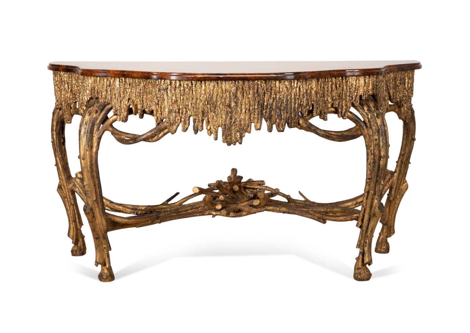 GILDED NATURALISTIC CONSOLE WITH