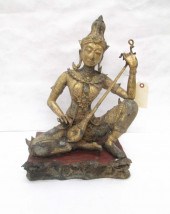 GILDED SPELTER BUDDHA STATUE,