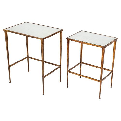 GILDED STEEL NESTING TABLES,