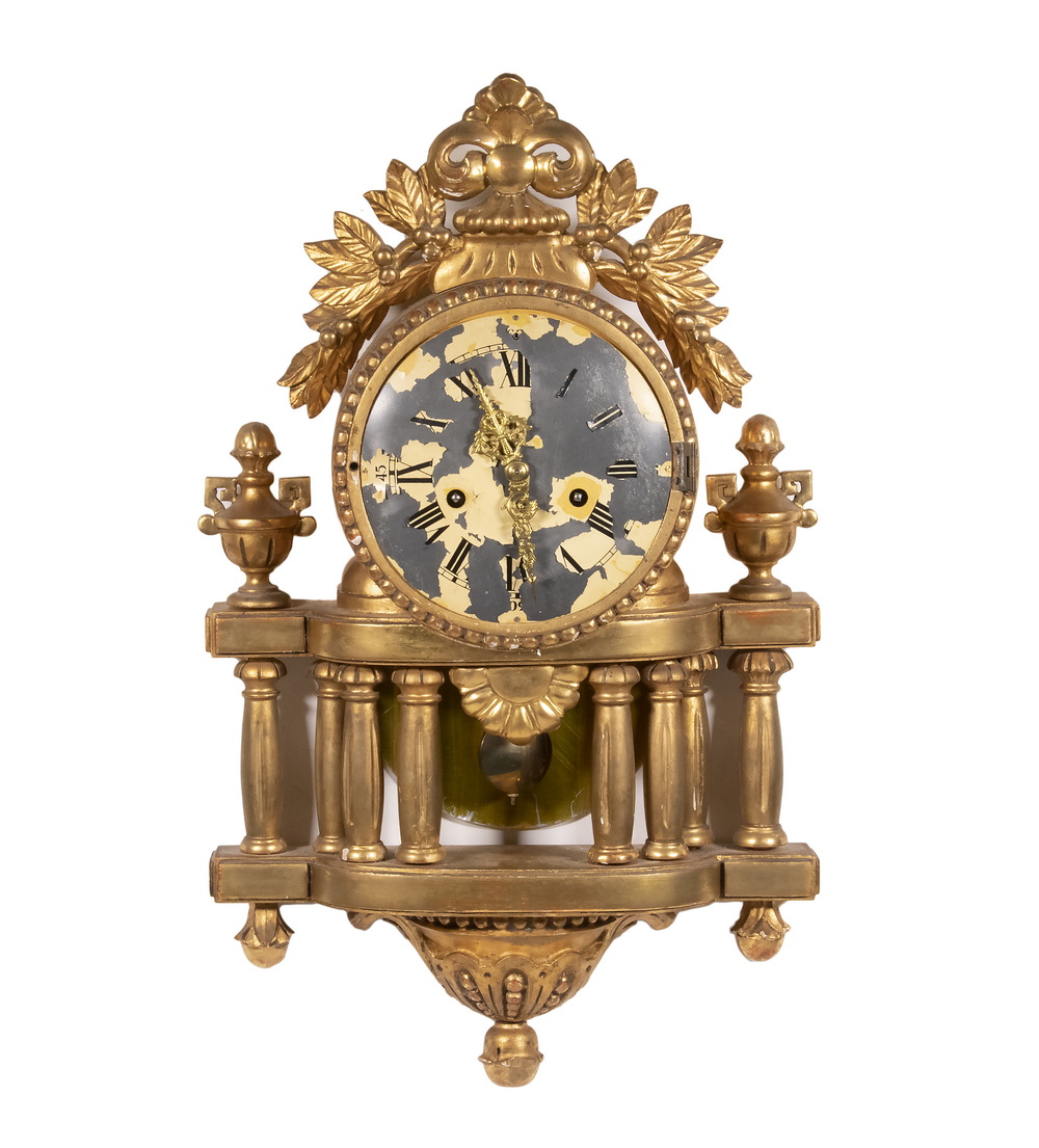 GILDED SWEDISH WALL CLOCK Swedish