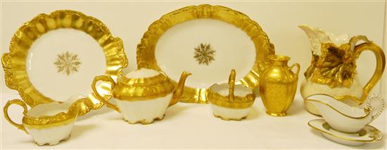 Gilt and ivory porcelain including: