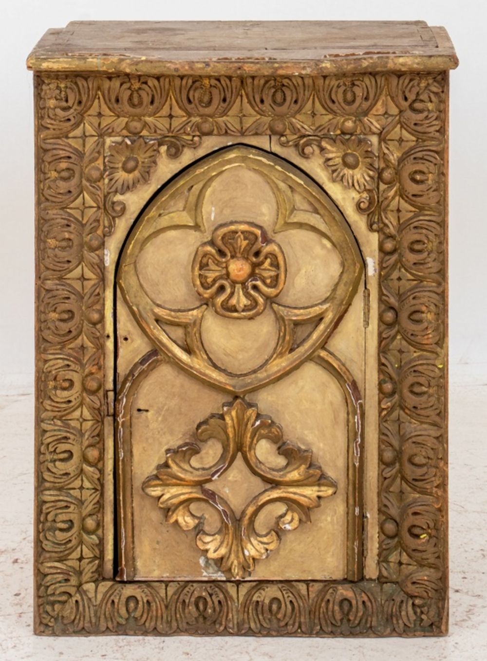 GILT AND PAINTED CARVED WOOD