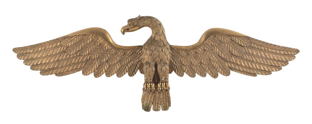 GILT AND PAINTED WOODEN SPREAD-WING