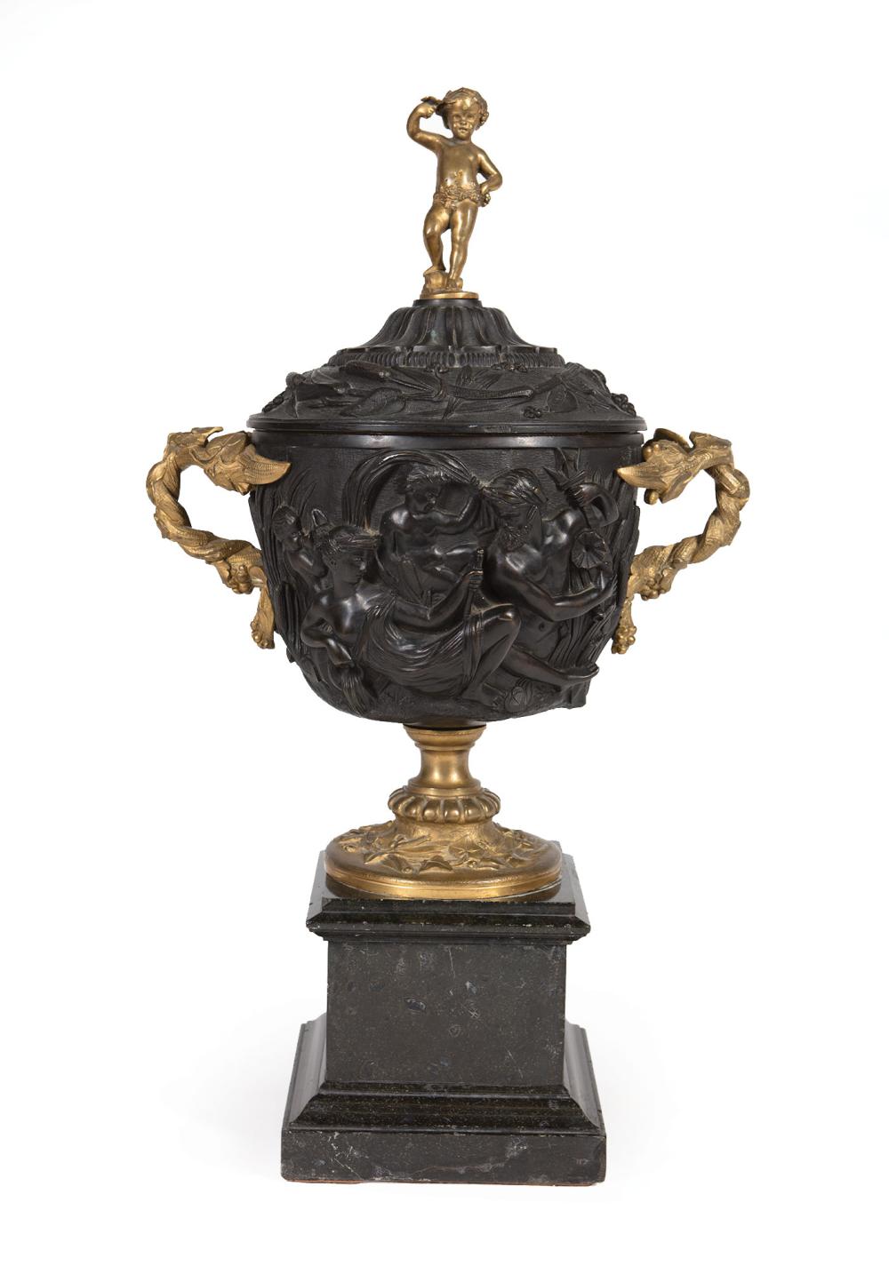 GILT AND PATINATED BRONZE COVERED