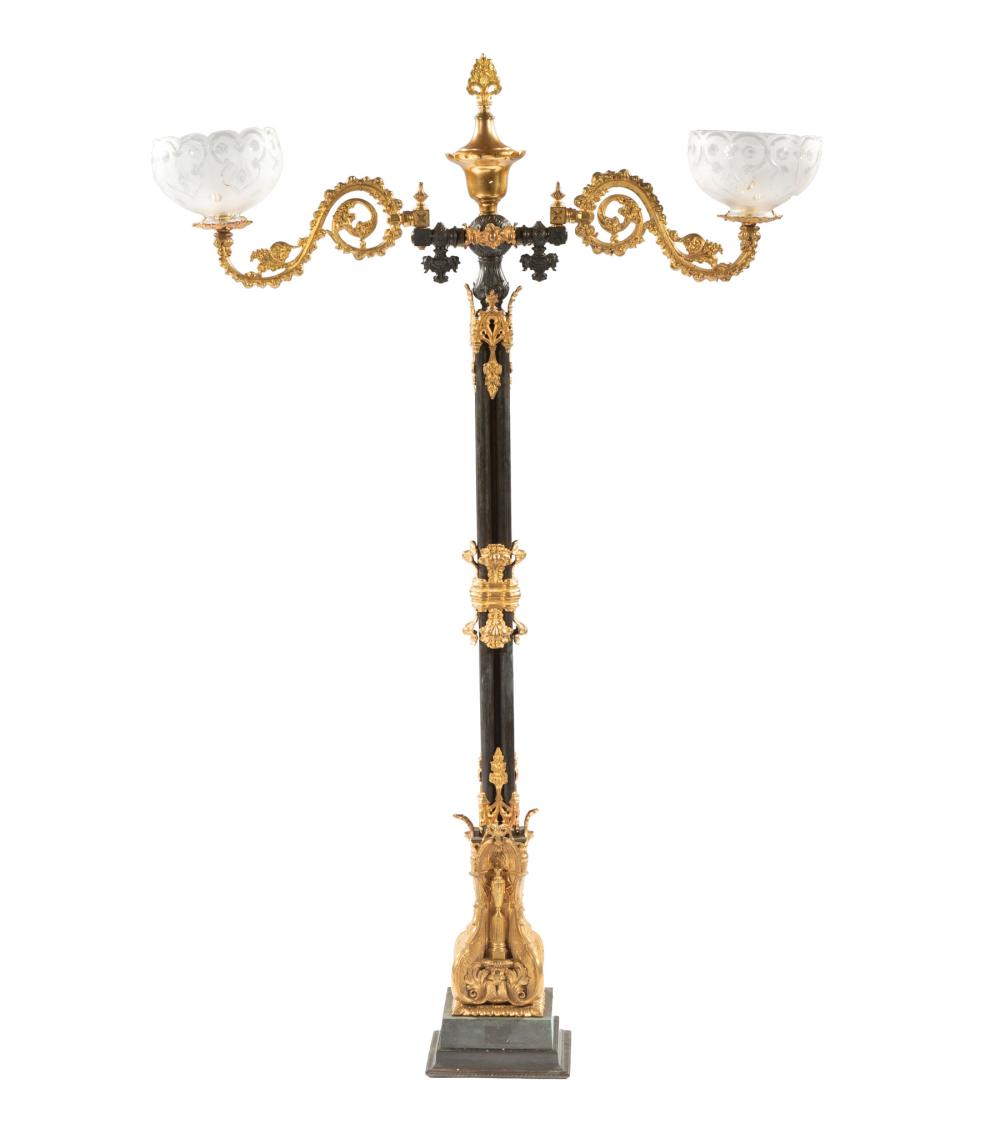 GILT AND PATINATED BRONZE GAS