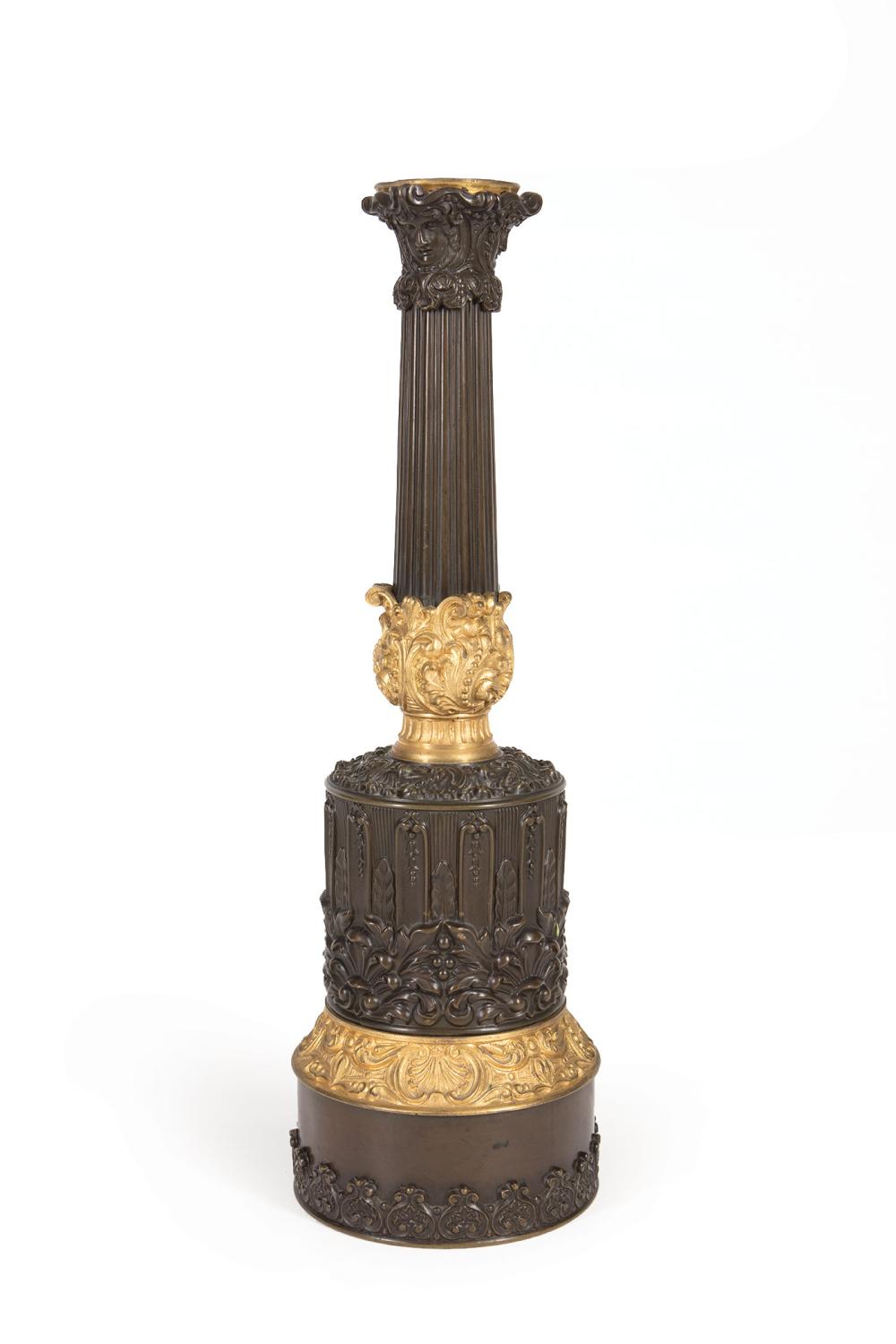 GILT AND PATINATED METAL COLUMNAR