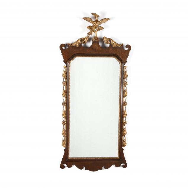 GILT ANTIQUE MIRROR WITH PHOENIX