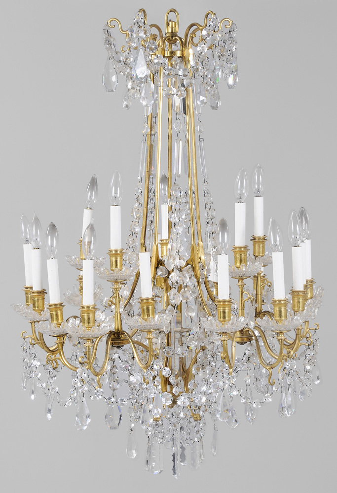 Gilt Brass and Crystal 20-Light