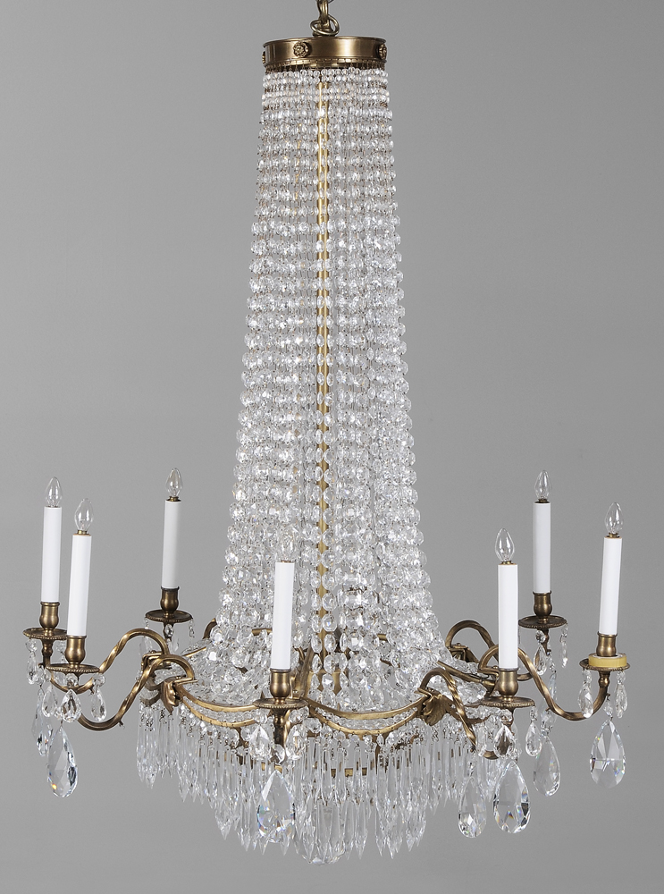 Gilt Brass and Crystal Basket