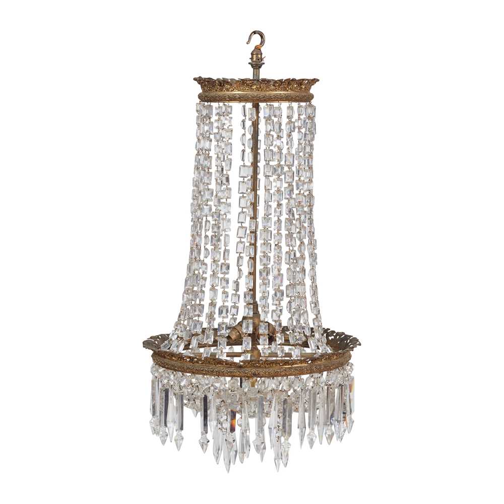 GILT BRASS AND CRYSTAL BASKET
