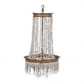 GILT BRASS AND CRYSTAL BASKET