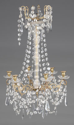Gilt Brass and Glass Chandelier