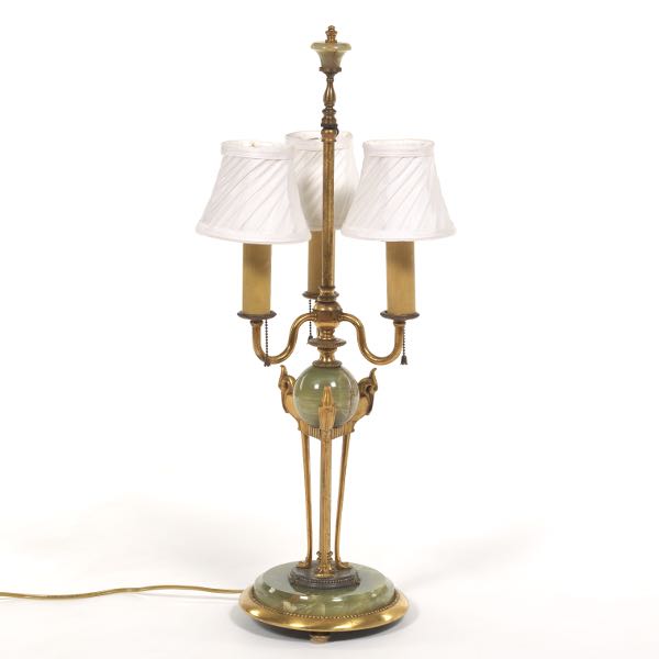 GILT BRASS AND ONYX LAMP 27" On