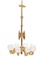 GILT-BRASS EIGHT-LIGHT GASOLIE