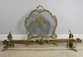 GILT BRASS FIRE SCREEN & CHENE