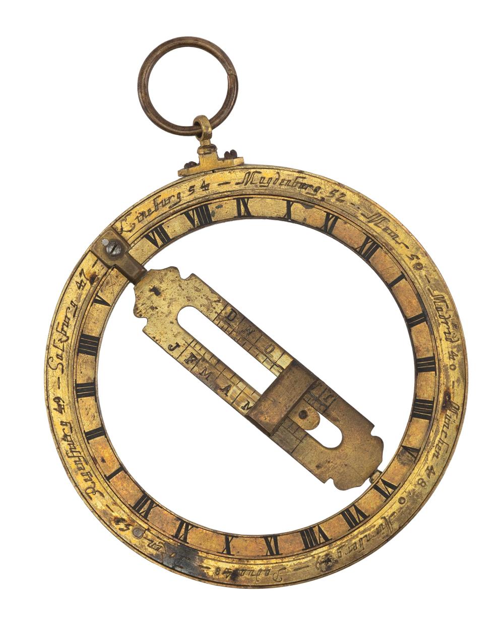 GILT BRASS RING DIAL LATE 17TH