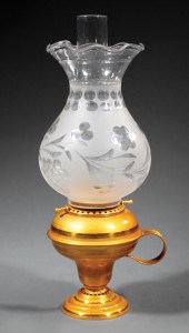GILT BRASS SOLAR LAMP, ATTR. H