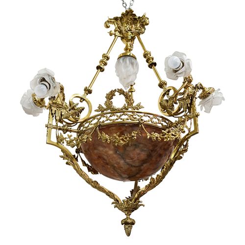 GILT BRONZE & ALABASTER
