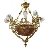 GILT BRONZE & ALABASTER CHANDE