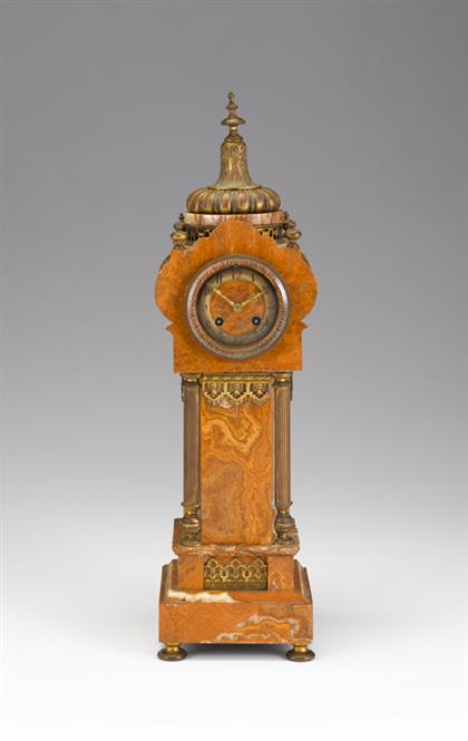 Gilt bronze and onyx mantel clock