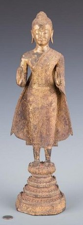 GILT BRONZE BUDDHA, DOUBLE ABH