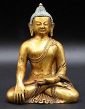 GILT BRONZE BUDDHA SHAKYAMUNI.